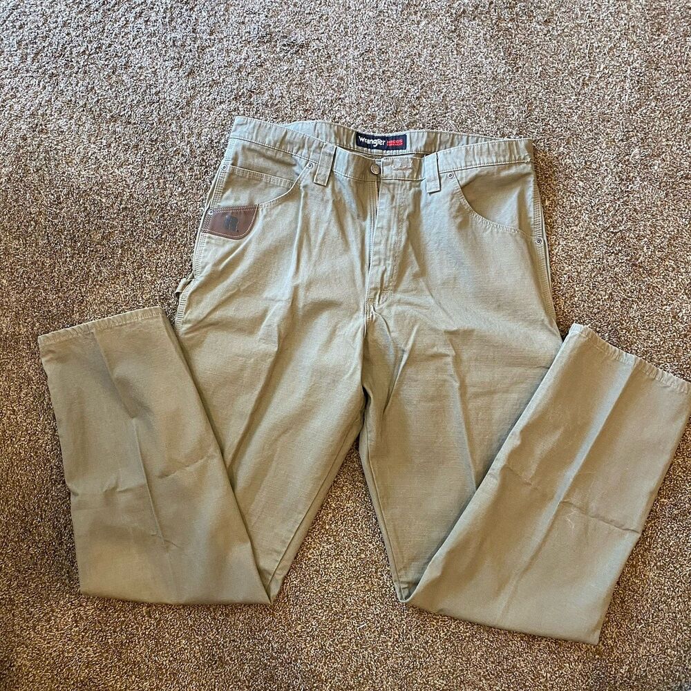 Wrangler Riggs Pants Mens 38x36 Workwear Ripstop Utility Brown Durable